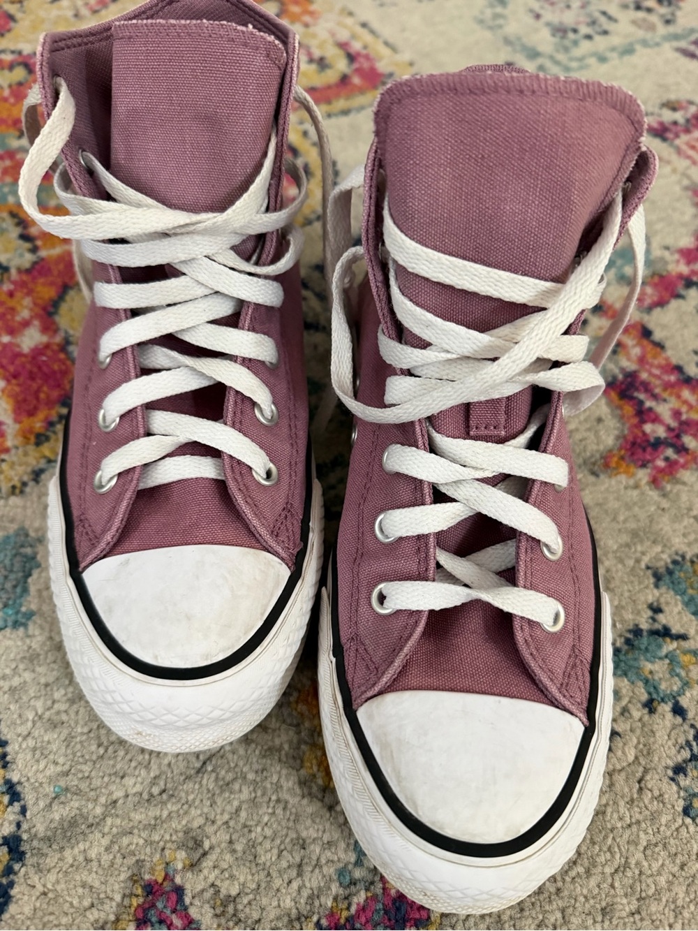 Converse Kids High-Top Sneakers in Mauve with White Laces